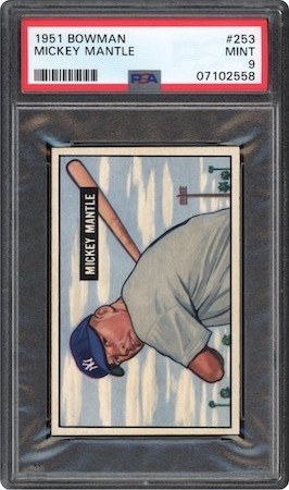 Record Baseball Values #10: 1951 Bowman Mickey Mantle RC #253 (PSA 9), $3.19M