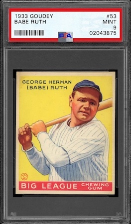 Record Baseball Card Values #5: Babe Ruth 1933 Goudey #53, $4.2M