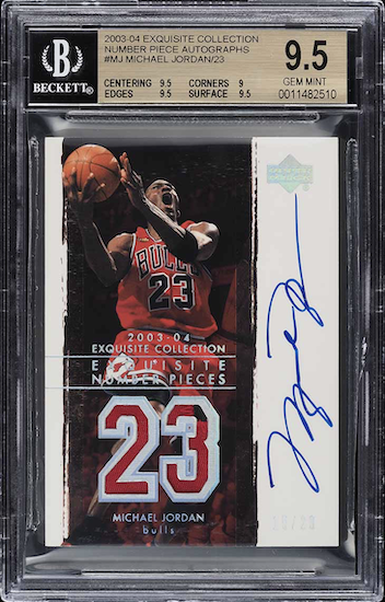 #10: 2003 Exquisite Collection Number Pieces Michael Jordan PATCH AUTO /23 BGS 9.5, sold for $456,000