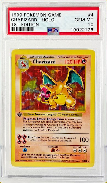 #3 Most Valuable Pokemon Card: 1999 1st Edition Base Set Charizard